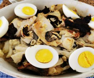 Bacalhau assado na brasa